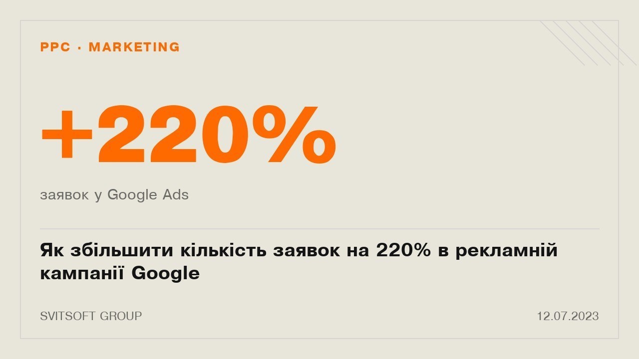 Як збільшити кількість заявок на 220% в рекламній кампанії Google