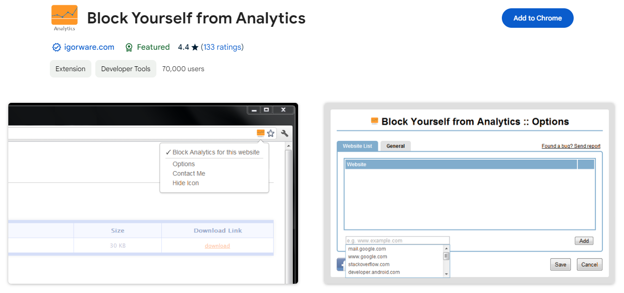 Розширення для блокування GA4 в Google Chrome. Block Yourself from Analytics