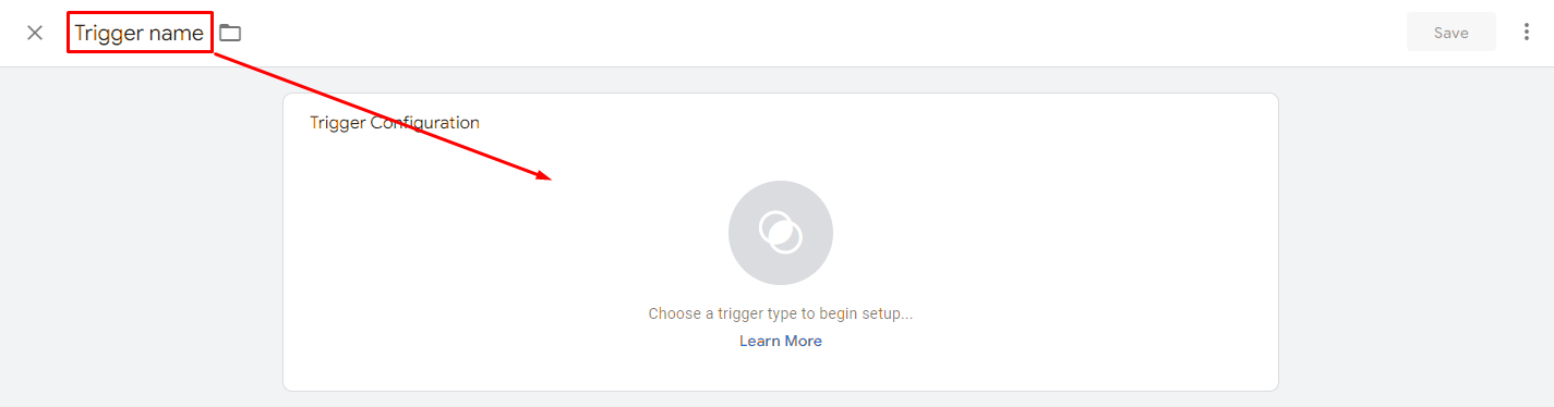 Tag settings in Google Tag Manager. Step 6 - create a trigger. Enter the name at the top and go to its settings.
