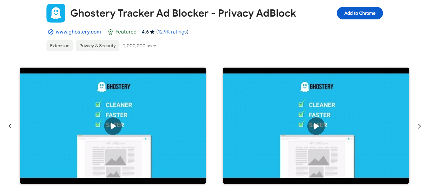 Розширення для блокування GA4 в Google Chrome. Ghostery Tracker Ad Blocker - Privacy AdBlock