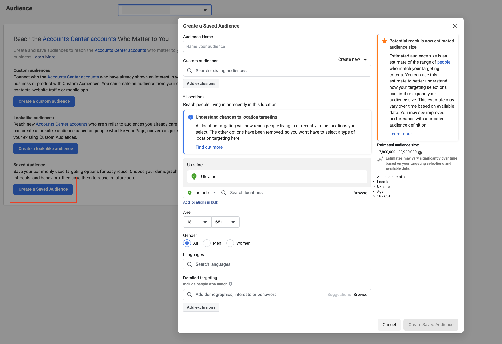 Creating audiences in Meta Ads