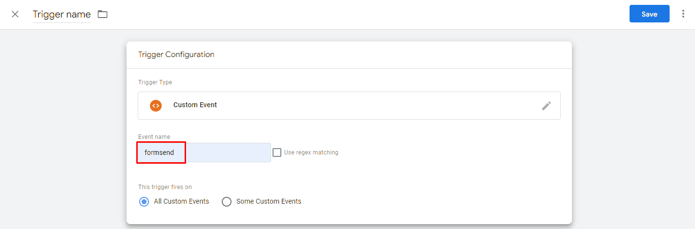 Tag settings in Google Tag Manager. Step 7 - choose the type of trigger to trigger this action and name the event
