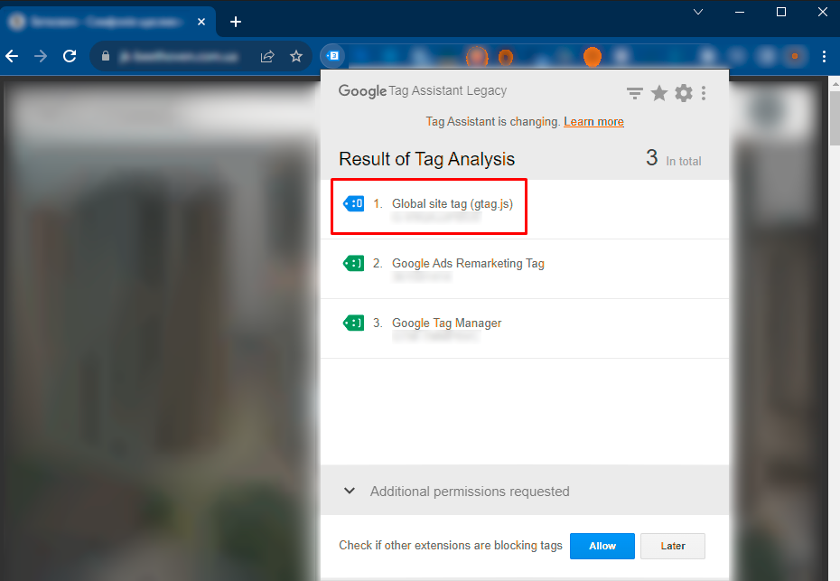 Перевірка Google Analitycs через розширення Tag Assistant Legacy