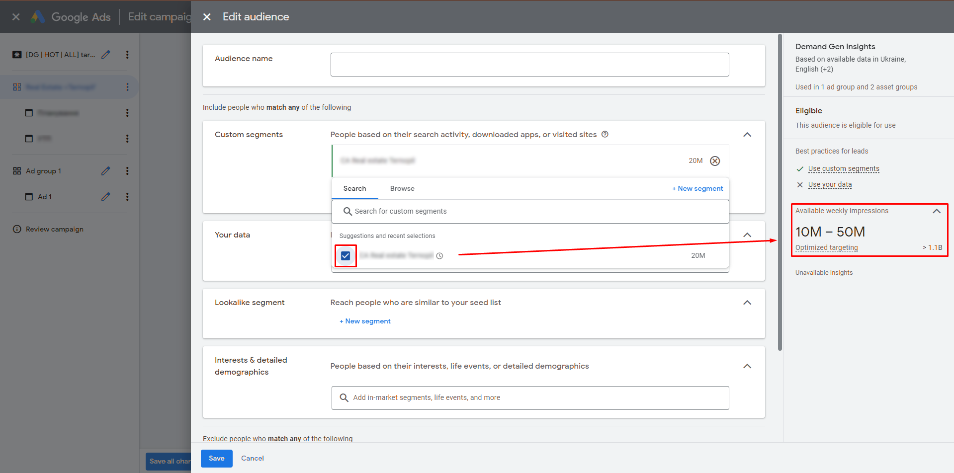 Audience Targeting Screenshot