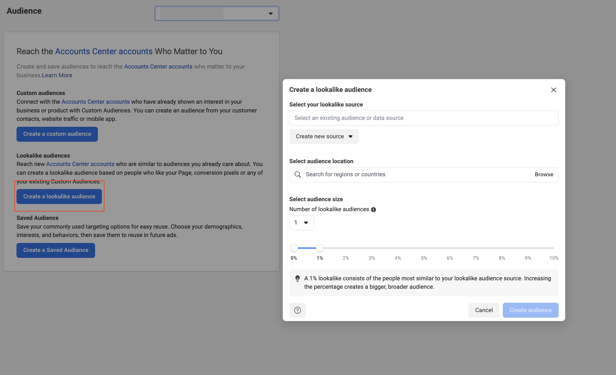Creating lookalike audiences in Meta Ads