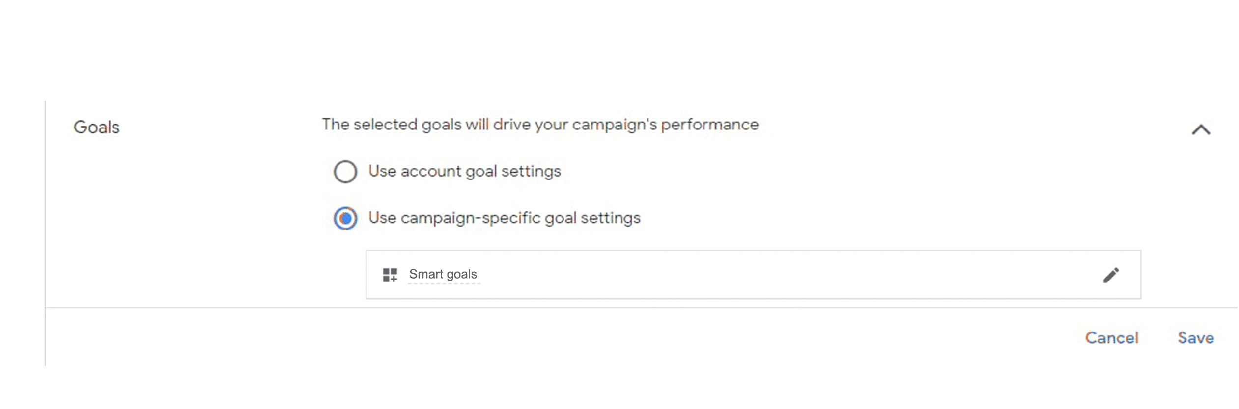 Налаштування цілей кампанії в Google Ads із вибором Smart goals
