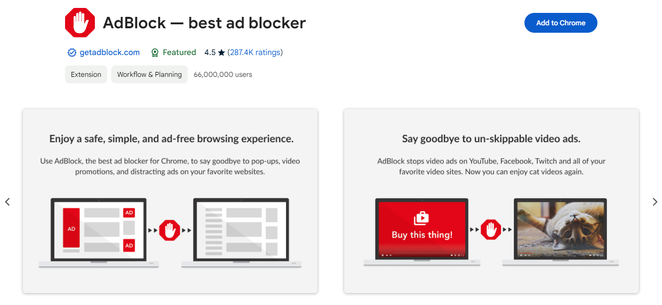 Розширення для блокування GA4 в Google Chrome. AdBlocker - best ad blocker