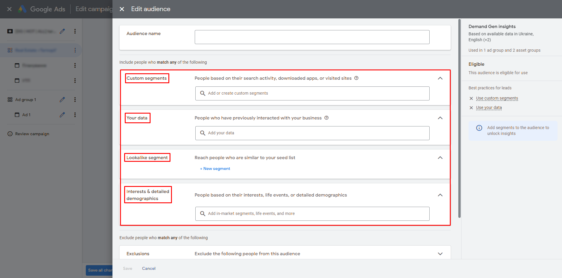 Audience Targeting Screenshot
